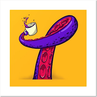 Tentacle with a coffee Posters and Art